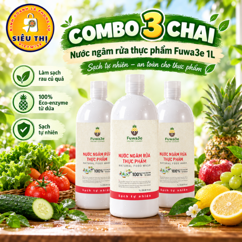 FUWA3E - Combo 3 chai nước ngâm rửa thực phẩm (1 Lít)