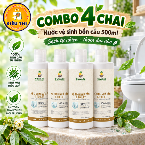 FUWA3E - Combo 4 chai nước vệ sinh bồn cầu (500ml)