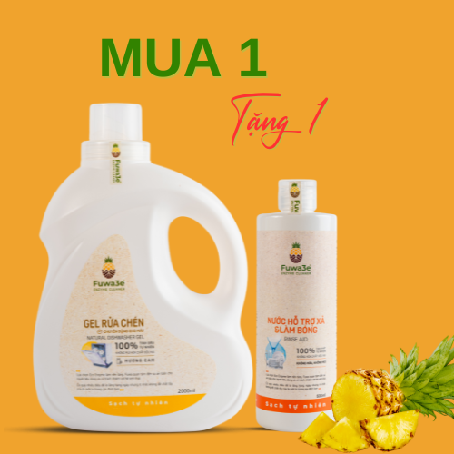 FUWA3E - Gel rửa chén cho máy 2L (tặng nước hỗ trợ xả và làm bóng 500ml)