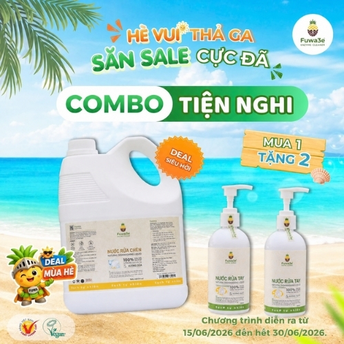 FUWA3E Combo Tiện nghi (Mua nước rửa chén can lớn tặng 2 gel rửa tay)