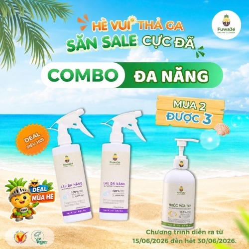 FUWA3E Combo đa năng (Mua 2 lau đa năng 500ml tặng 1 gel rửa tay )