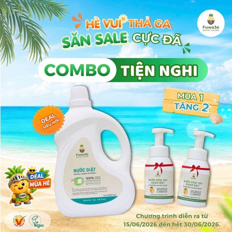 FUWA3E Combo tiện nghi (Mua nước giặt bạc hà 3,5l tặng 2 nước rửa tay bọt)