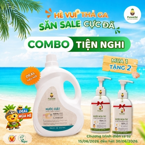 FUWA3E Combo tiện nghi (Mua nước giặt hương cam 3,5l tặng 2 gel rửa tay )