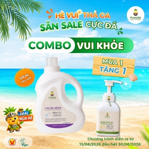 FUWA3E Combo vui khoẻ (Mua lau đa năng 2l tặng gel rửa tay )