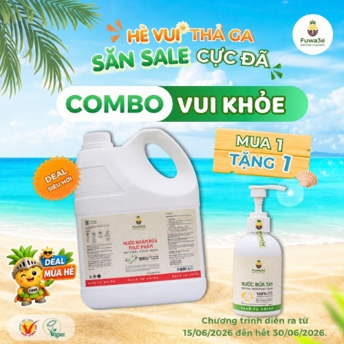 FUWA3E Combo vui khoẻ (Mua nước ngâm rửa thực phẩm 3,8L tặng 1 gel rửa tay )