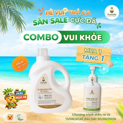 FUWA3E Combo vui khoẻ (Mua vệ sinh nhà tắm & toilet 2l tặng 1 gel rửa tay)