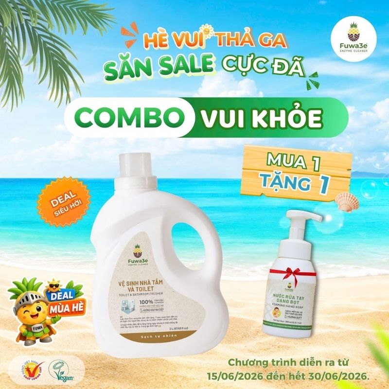 FUWA3E Combo vui khoẻ (Mua vệ sinh nhà tắm & toilet 2l tặng 1 nước rửa tay bọt)